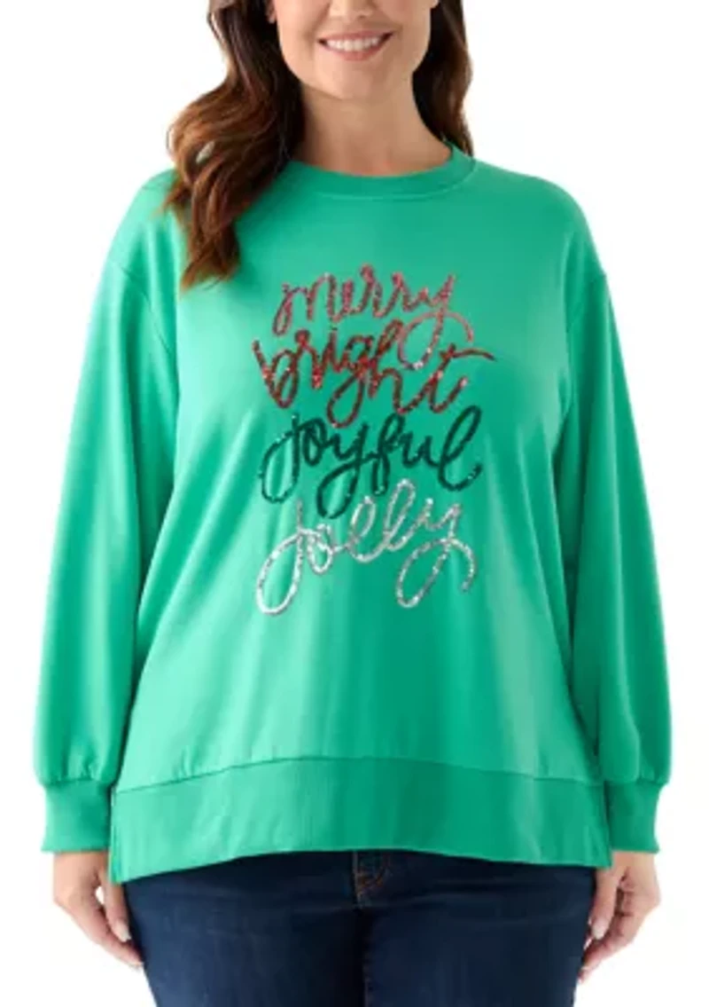 Plus Holiday Sequin Sweatshirt