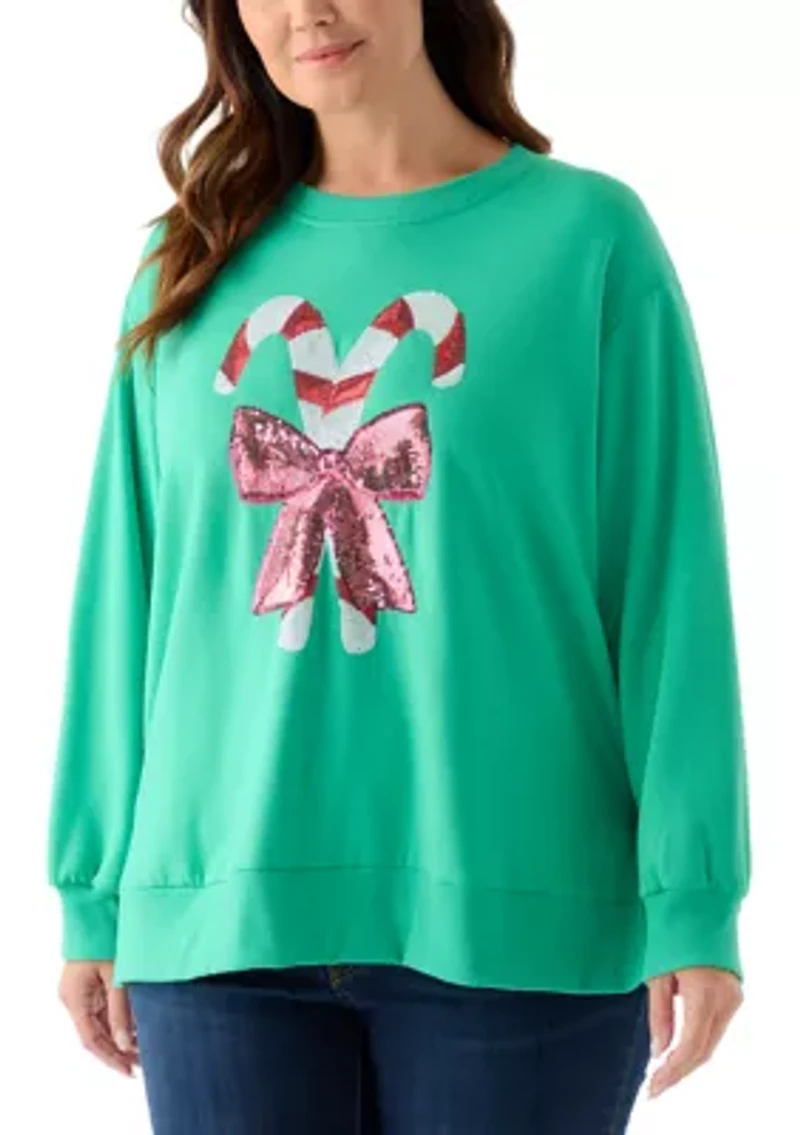 Plus Holiday Sequin Sweatshirt