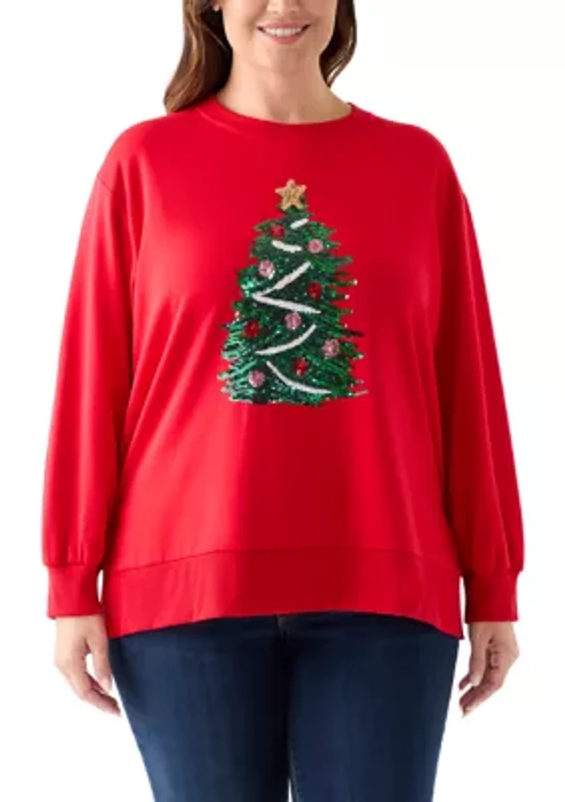 Plus Sequence Christmas Tree Sweatshirt