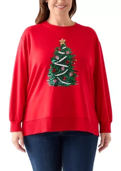 Plus Sequence Christmas Tree Sweatshirt