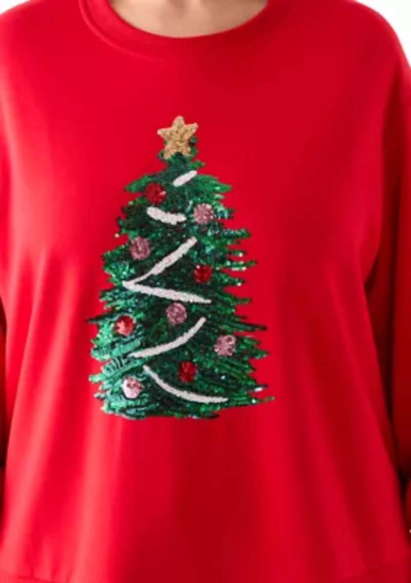 Plus Sequence Christmas Tree Sweatshirt