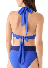 Color Block Banded Halter Swim Top
