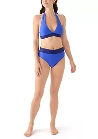 Color Block Banded Halter Swim Top