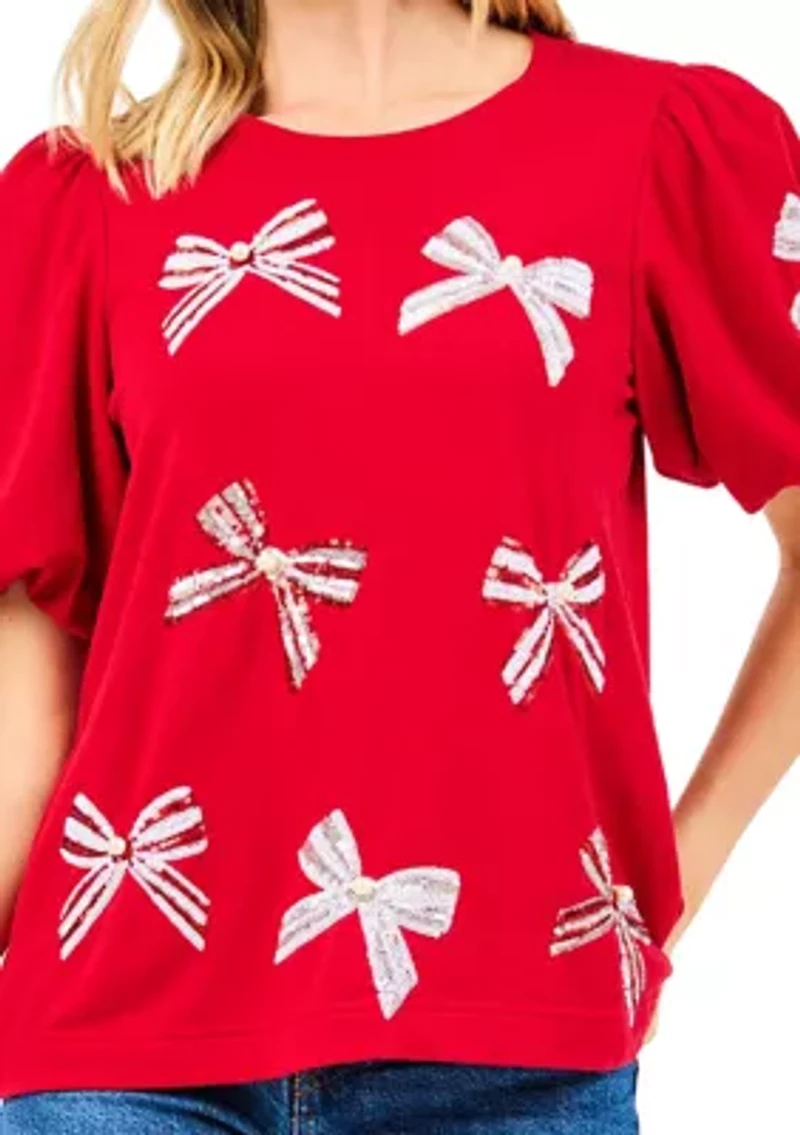 Women's Tina Puff Sleeve Bow Top