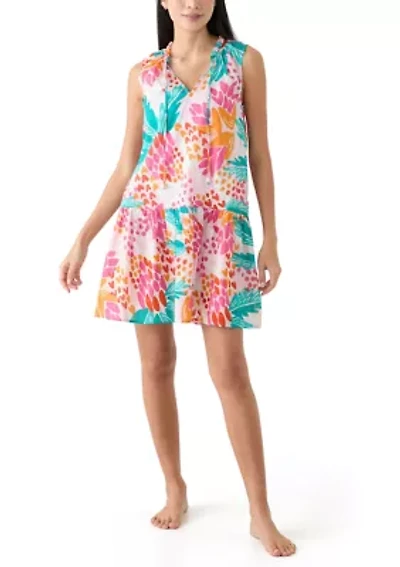 Women's Sleeveless Abstract Tropical Swim Cover Up Dress