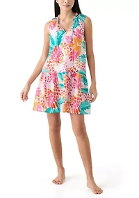 Women's Sleeveless Abstract Tropical Swim Cover Up Dress