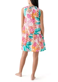 Women's Sleeveless Abstract Tropical Swim Cover Up Dress
