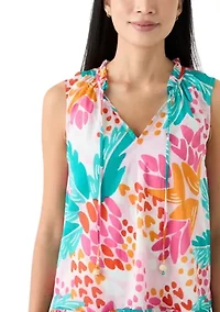 Women's Sleeveless Abstract Tropical Swim Cover Up Dress