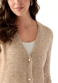 Women's Heart Button Cardigan