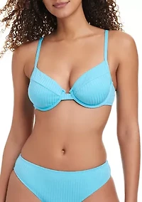 Women's Ribbed Texture Underwire Bikini Bra Top