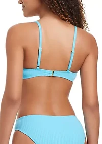 Women's Ribbed Texture Underwire Bikini Bra Top