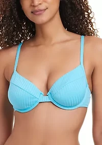 Women's Ribbed Texture Underwire Bikini Bra Top