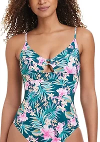Women's Tropical Cutout One Piece Bathing Suit