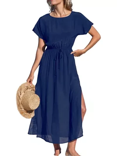 Women's Short Sleeve Cover-Up Maxi Dress