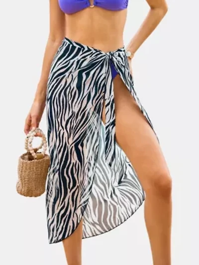 Women's Zebra Print Self-Tie Beach Cover-Up Sarong
