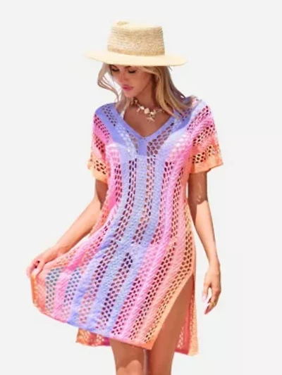 Women's Vibrant Crochet Beach Cover Up Dress