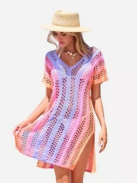 Women's Vibrant Crochet Beach Cover Up Dress