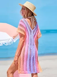 Women's Vibrant Crochet Beach Cover Up Dress
