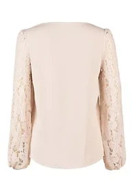 Women's Floral Lace Scalloped V Neck Top