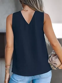 Women's Chic Navy Cross-Front Tank Top