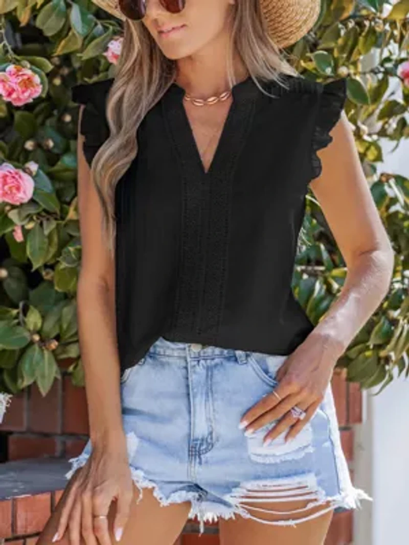 Women's Chic Ruffled Sleeveless Top for Summer Charm