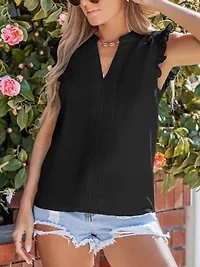 Women's Chic Ruffled Sleeveless Top for Summer Charm