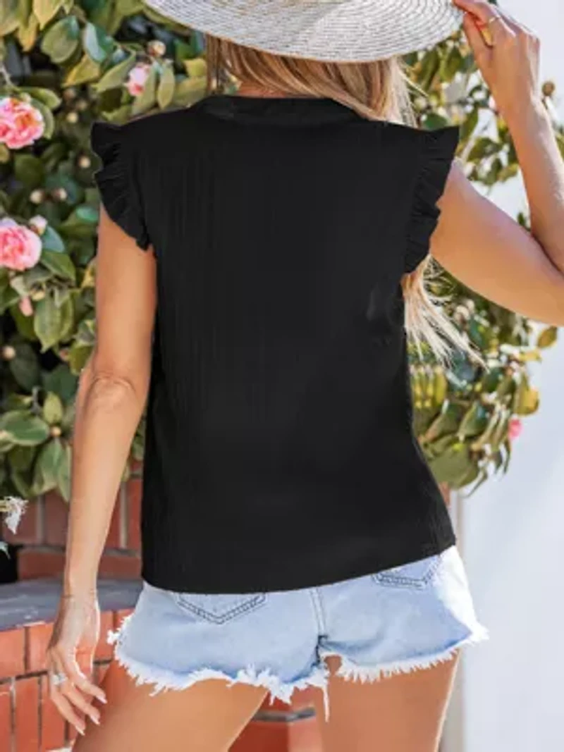 Women's Chic Ruffled Sleeveless Top for Summer Charm