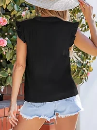 Women's Chic Ruffled Sleeveless Top for Summer Charm