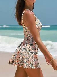 Women's Scoop Neck Tie Knot One Piece Swimsuit Swim Dress - Cupshe-L-Orange