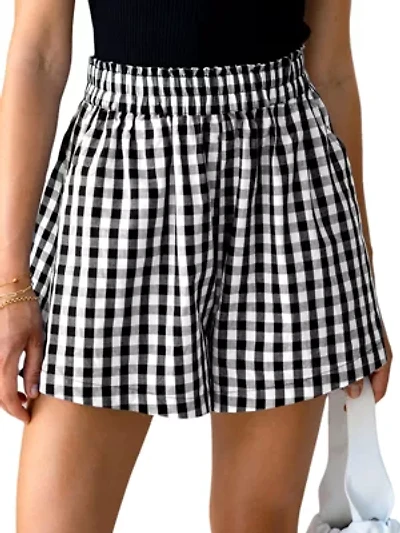 Women's Chic Gingham Print Smocked Shorts
