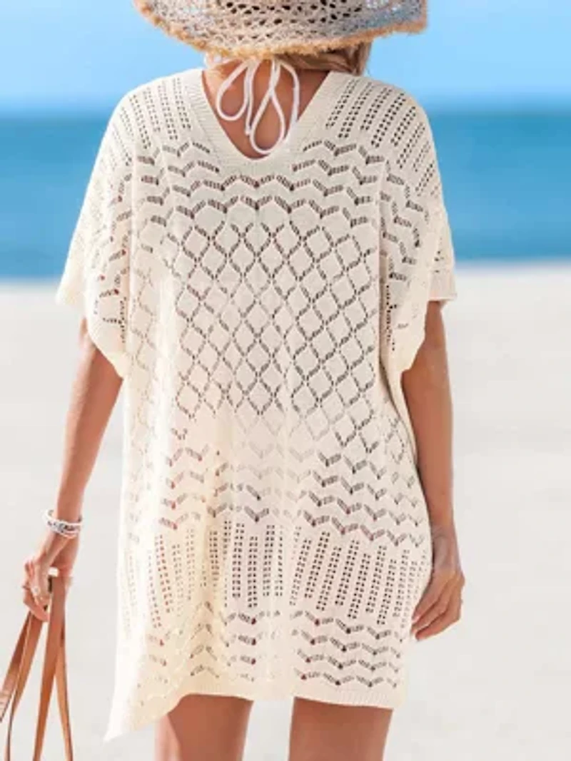 Women's Elegant Crochet Lace Beach Cover Up Dress