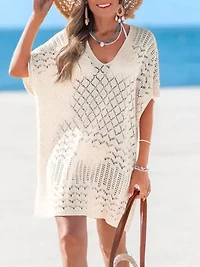 Women's Elegant Crochet Lace Beach Cover Up Dress