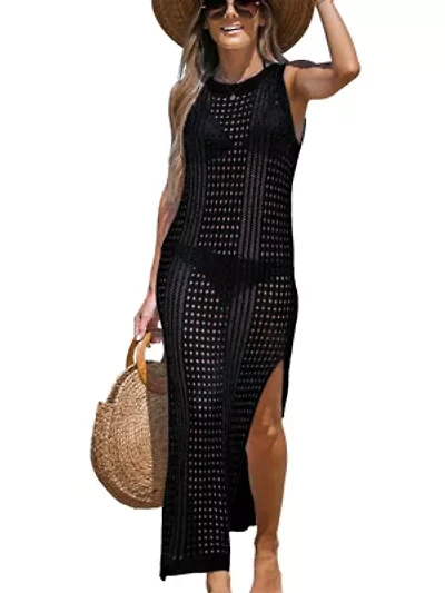 Women's Sleeveless Cutout Bodycon Cover-Up Maxi Dress