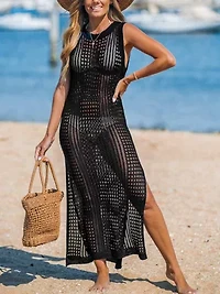Women's Sleeveless Cutout Bodycon Cover-Up Maxi Dress