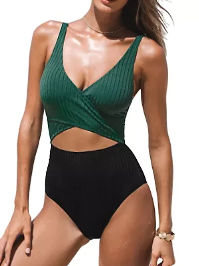 Women's Colorblock Cutout Tummy Control One-Piece Swimsuit