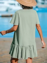 Women's V-Neck Flounce Mini Dress