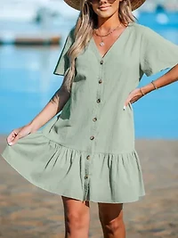 Women's V-Neck Flounce Mini Dress