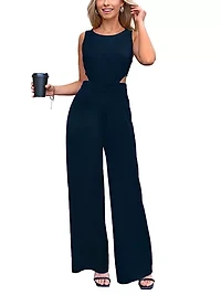 Women's Elegant Sleeveless Wide-Leg Jumpsuit