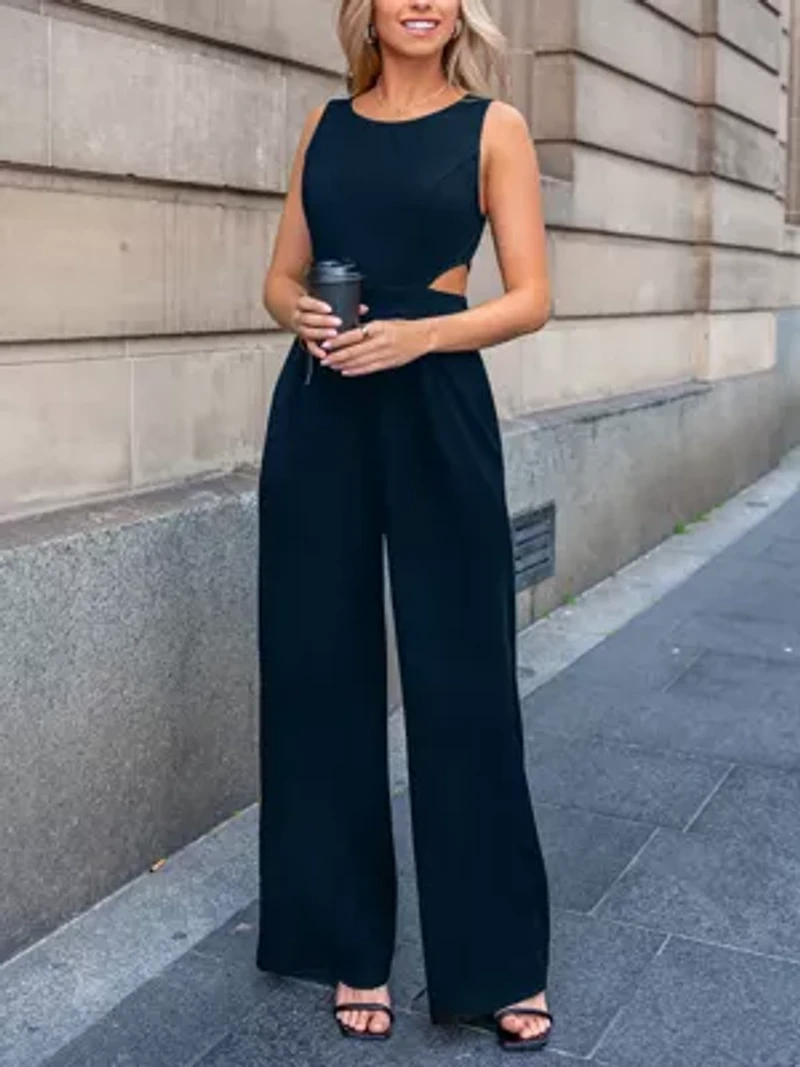 Women's Elegant Sleeveless Wide-Leg Jumpsuit