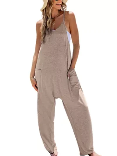 Women's Sleeveless Scoop Neck Loose Leg Jumpsuit