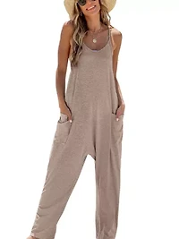 Women's Sleeveless Scoop Neck Loose Leg Jumpsuit