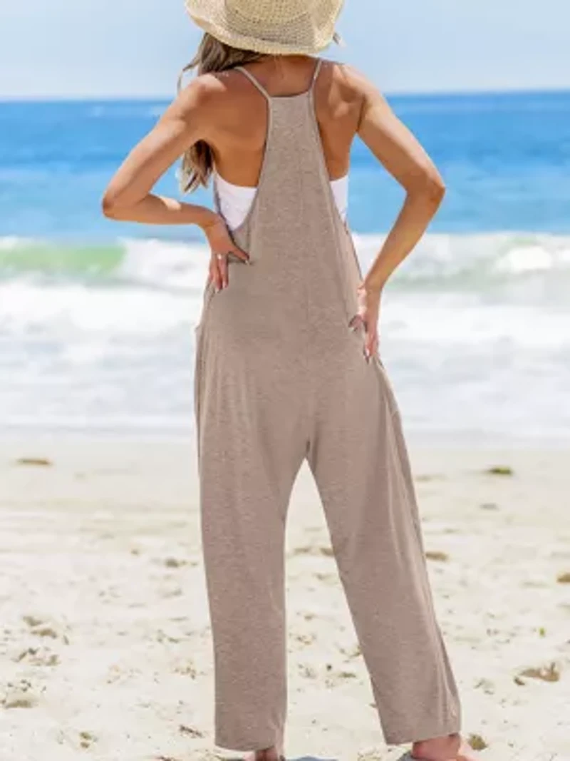 Women's Sleeveless Scoop Neck Loose Leg Jumpsuit