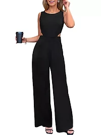 Women's Elegant Sleeveless Wide-Leg Jumpsuit