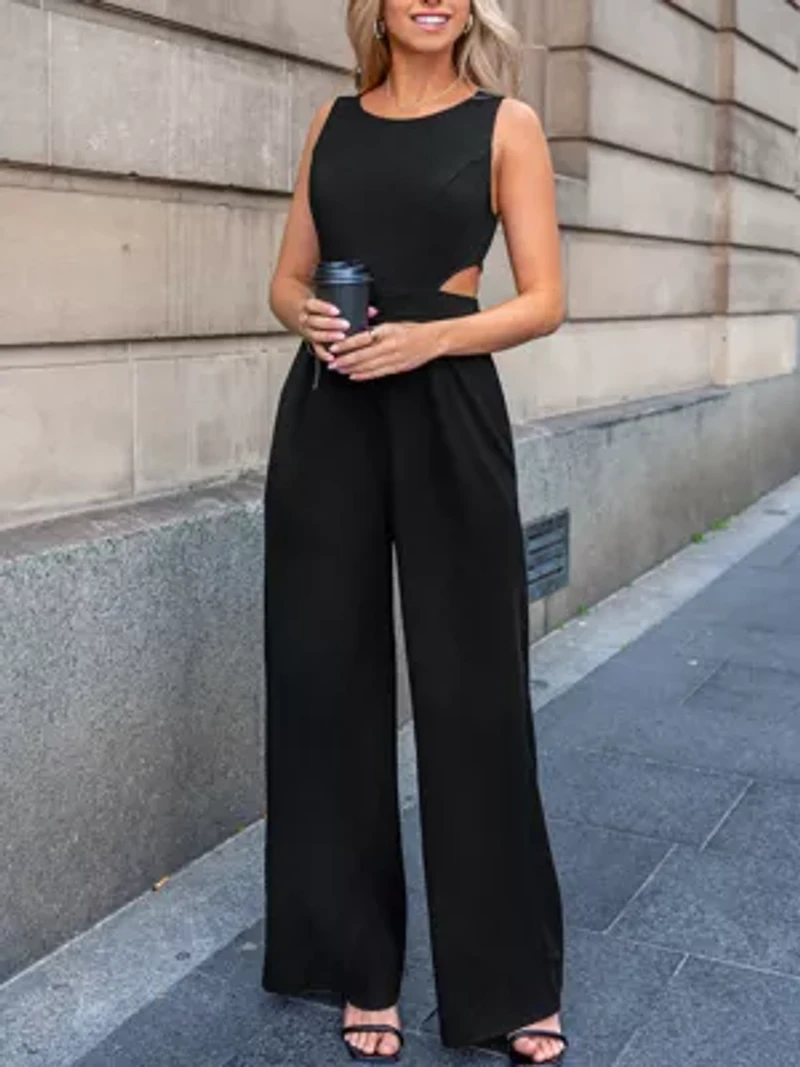 Women's Elegant Sleeveless Wide-Leg Jumpsuit