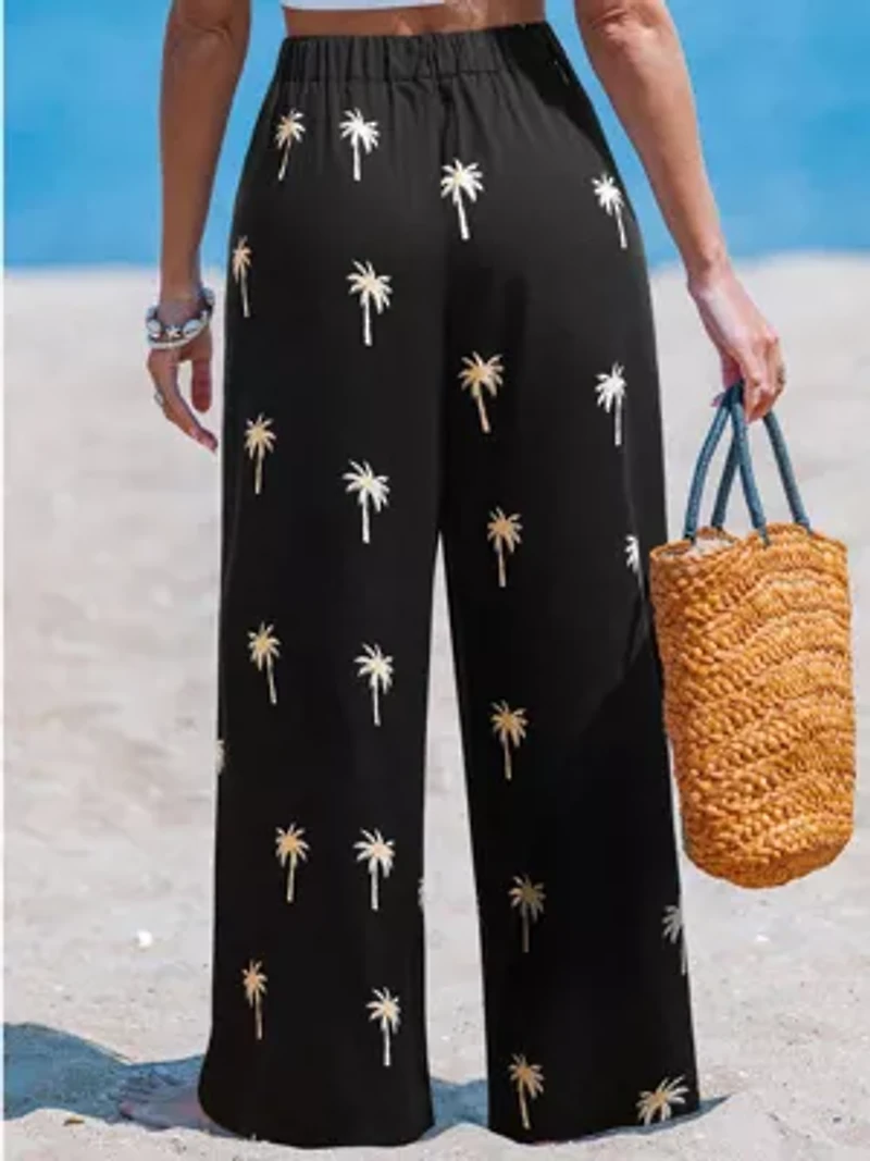 Women's Palm Tree Print Pants
