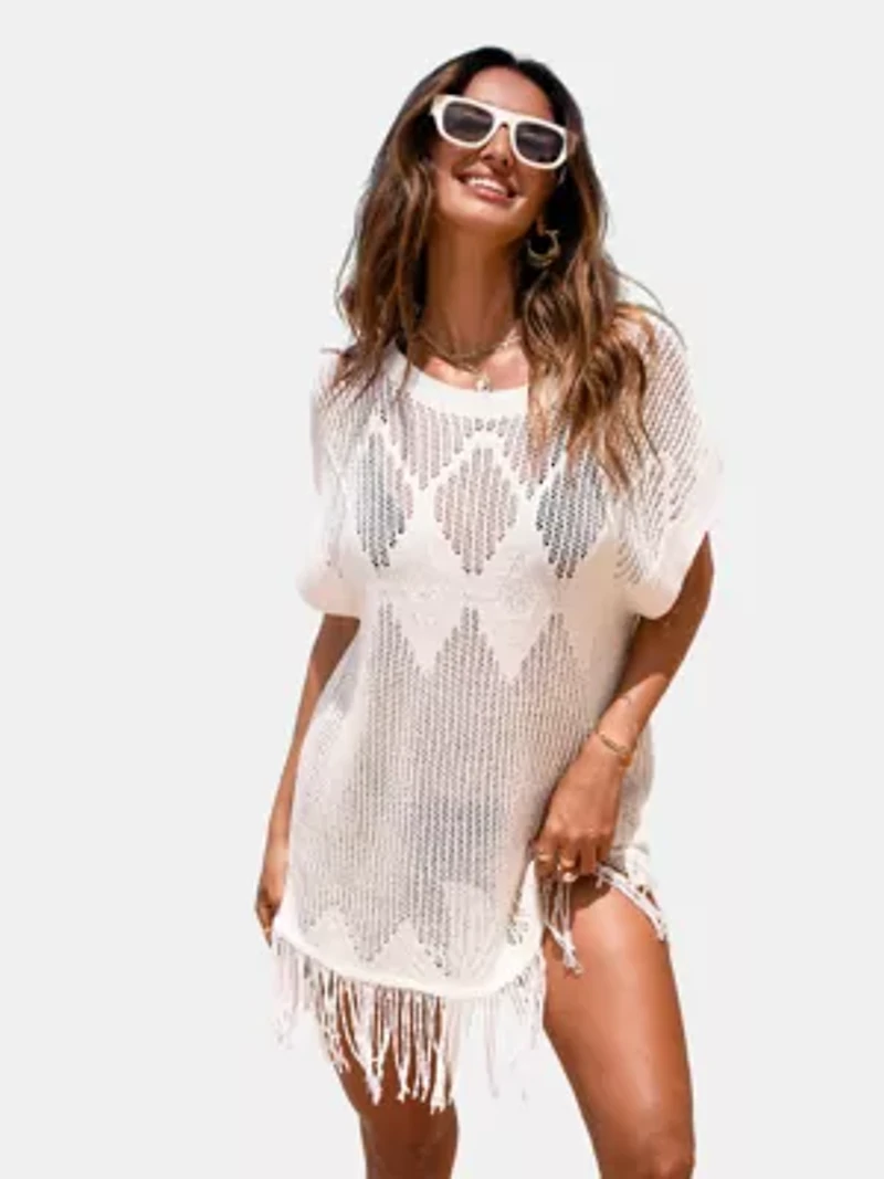 Women's Chic Fringed Beach Cover Up Dress
