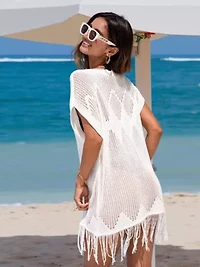 Women's Chic Fringed Beach Cover Up Dress