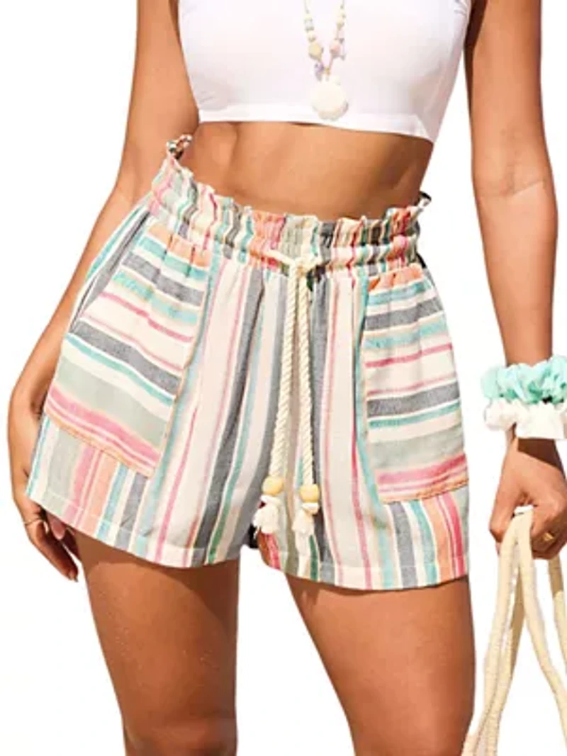 Women's Vibrant Striped Beach Shorts