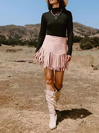 Women's High Waist Fringe Mini Skirt