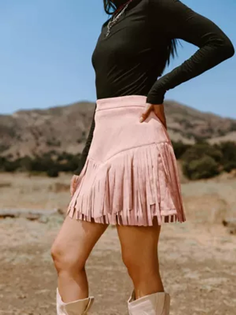 Women's High Waist Fringe Mini Skirt